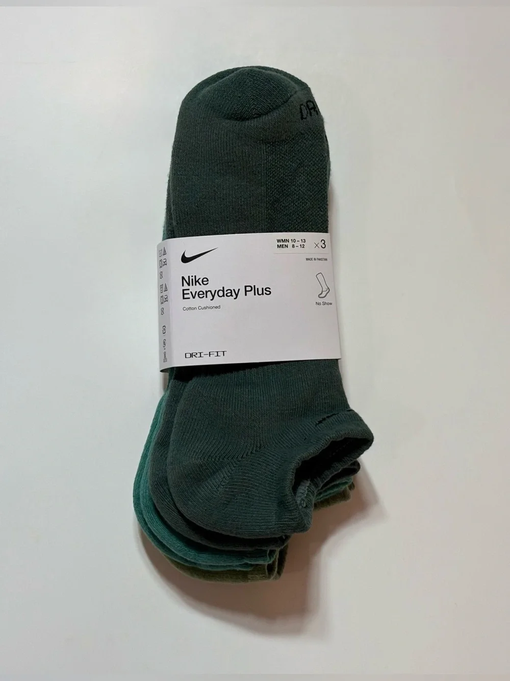 Nike dri-fit everyday plus cotton cushioned no show socks Green SX6889-935